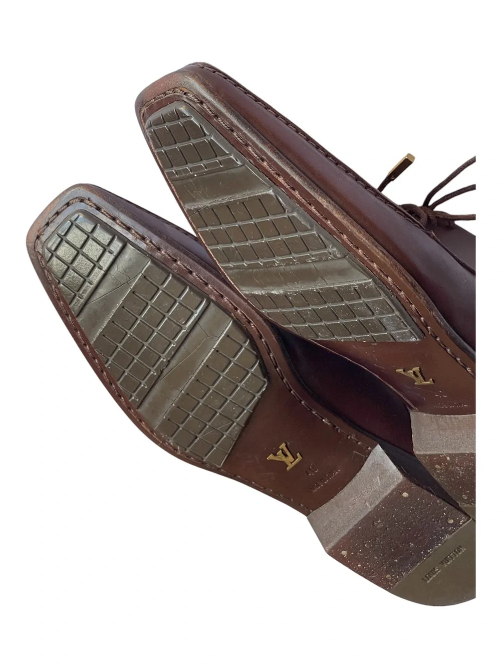 LOUIS VUITTON MENS BROWN CALFSKIN SQUARE TOE DERBY SHOES SZ 40 = 7 US MED